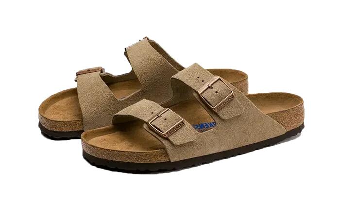 Birkenstock Arizona Suede Leather Soft Footbed Taupe 2/2
