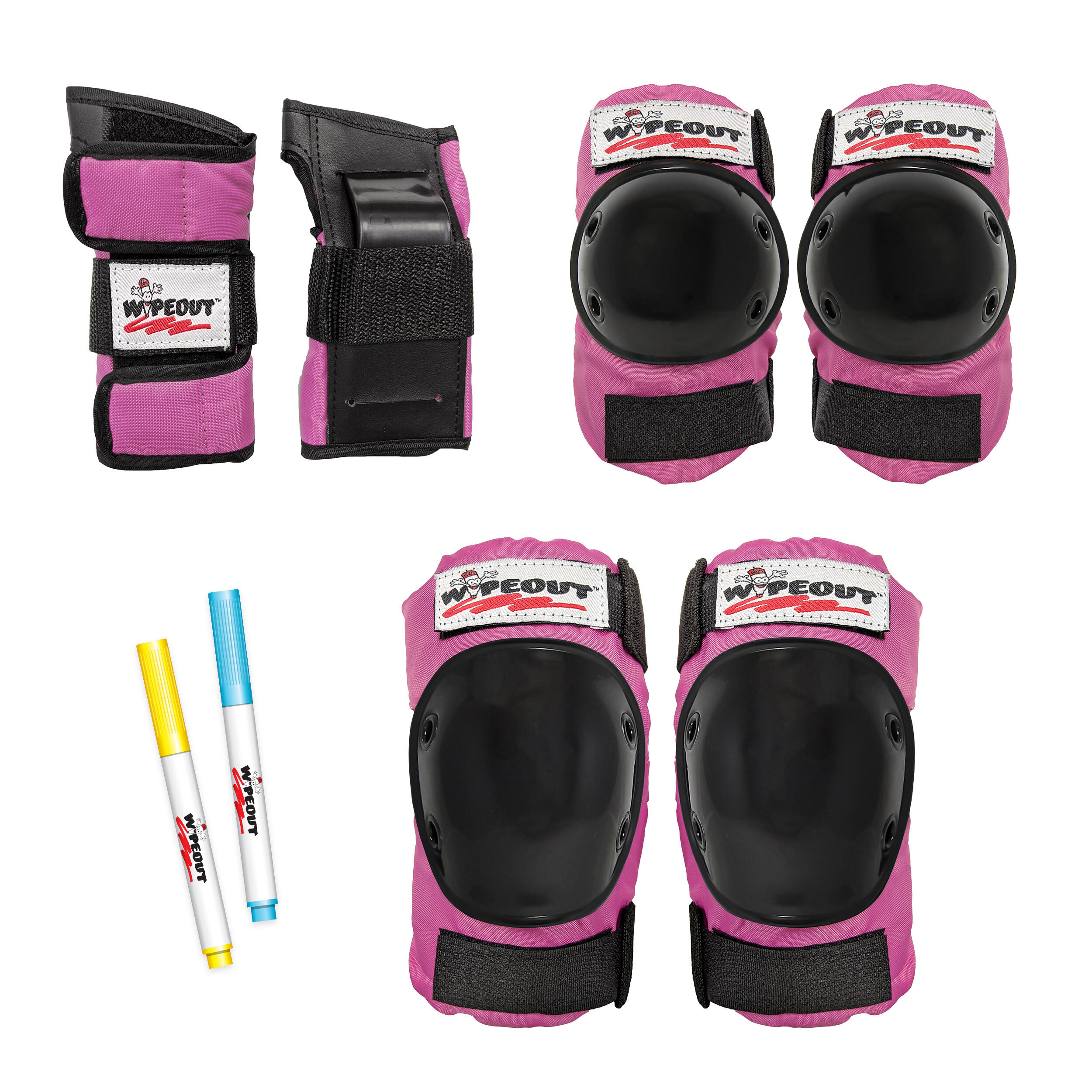 WIPEOUT PINK Wipeout Dry Erase Kids Cycling Protective Pad Set