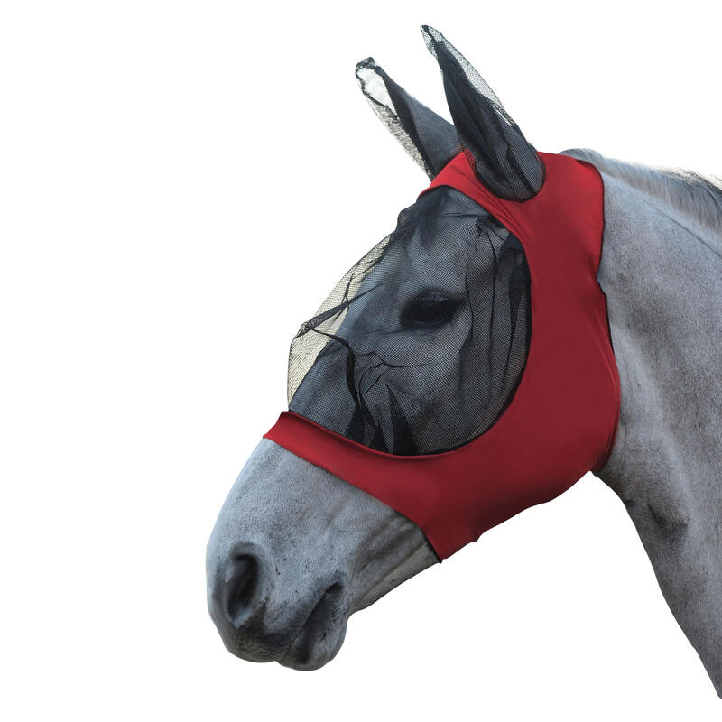 Oeillère pour chevaux avec oreilles (Rouge / noir)