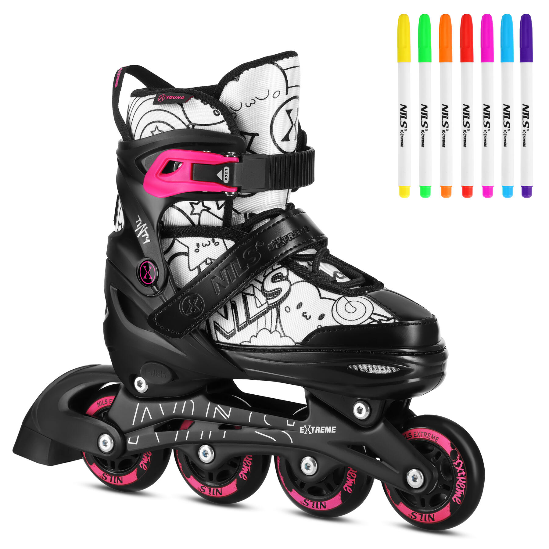 Kinder skates 4-in-1 NILS Extreme NH10907 TINTY, verstelbaar 39–42, met markers 2/7
