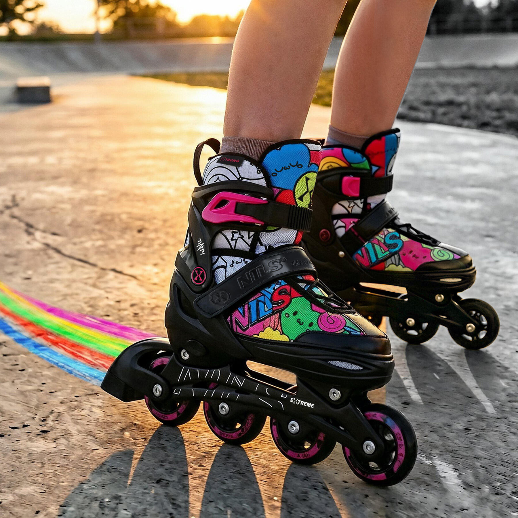 Kinder skates 4-in-1 NILS Extreme NH10907 TINTY, verstelbaar 39–42, met markers 5/7