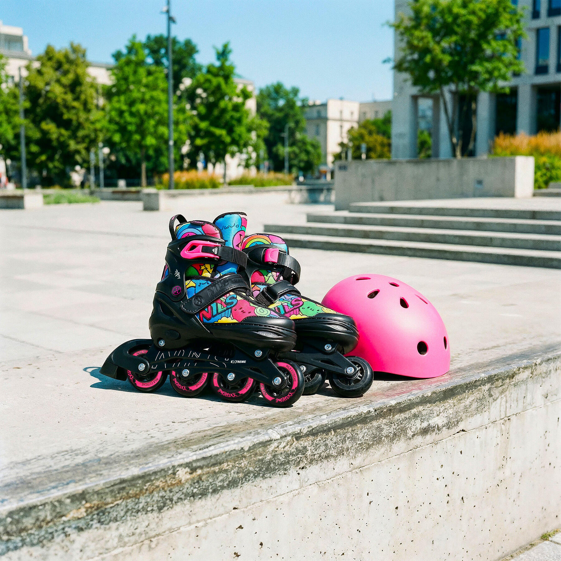 Kinder skates 4-in-1 NILS Extreme NH10907 TINTY, verstelbaar 39–42, met markers 6/7