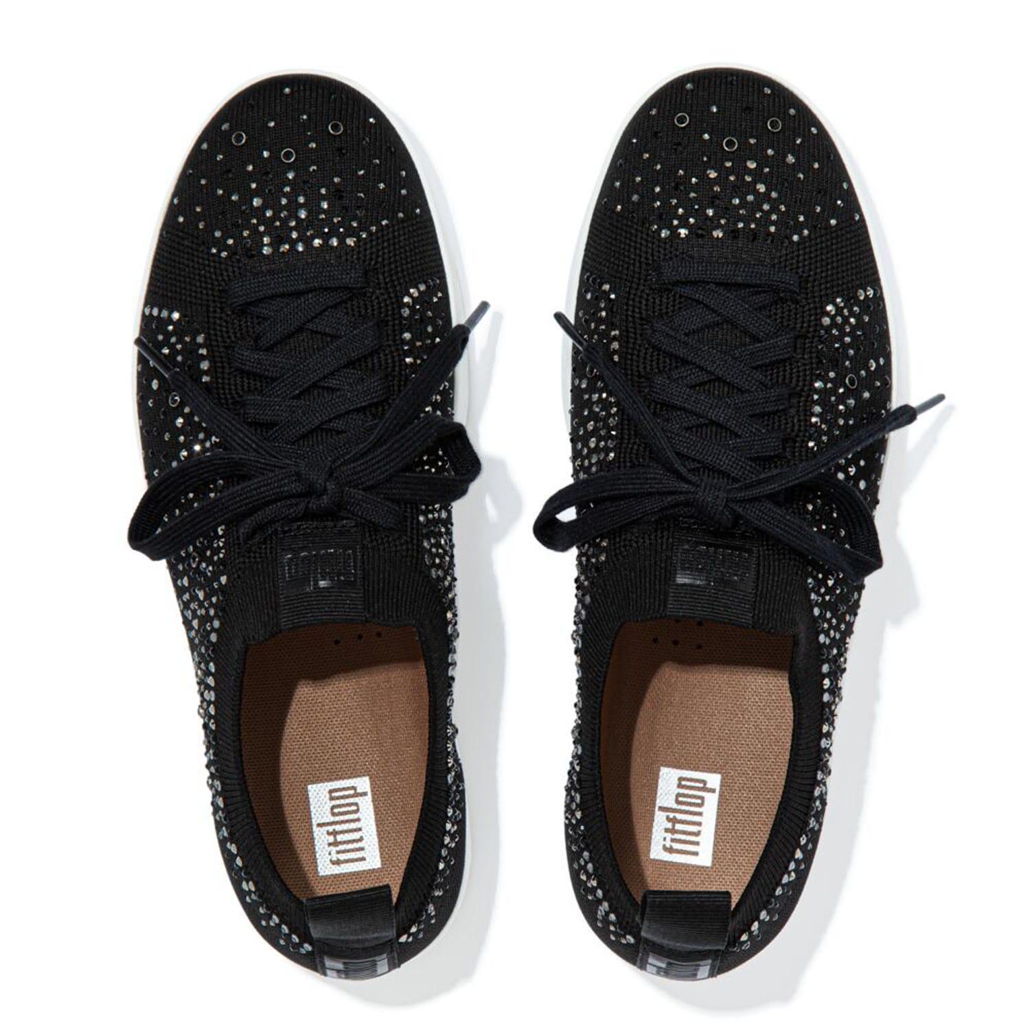 Womens/Ladies Rally Crystal Knitted Trainers (Black) 3/5