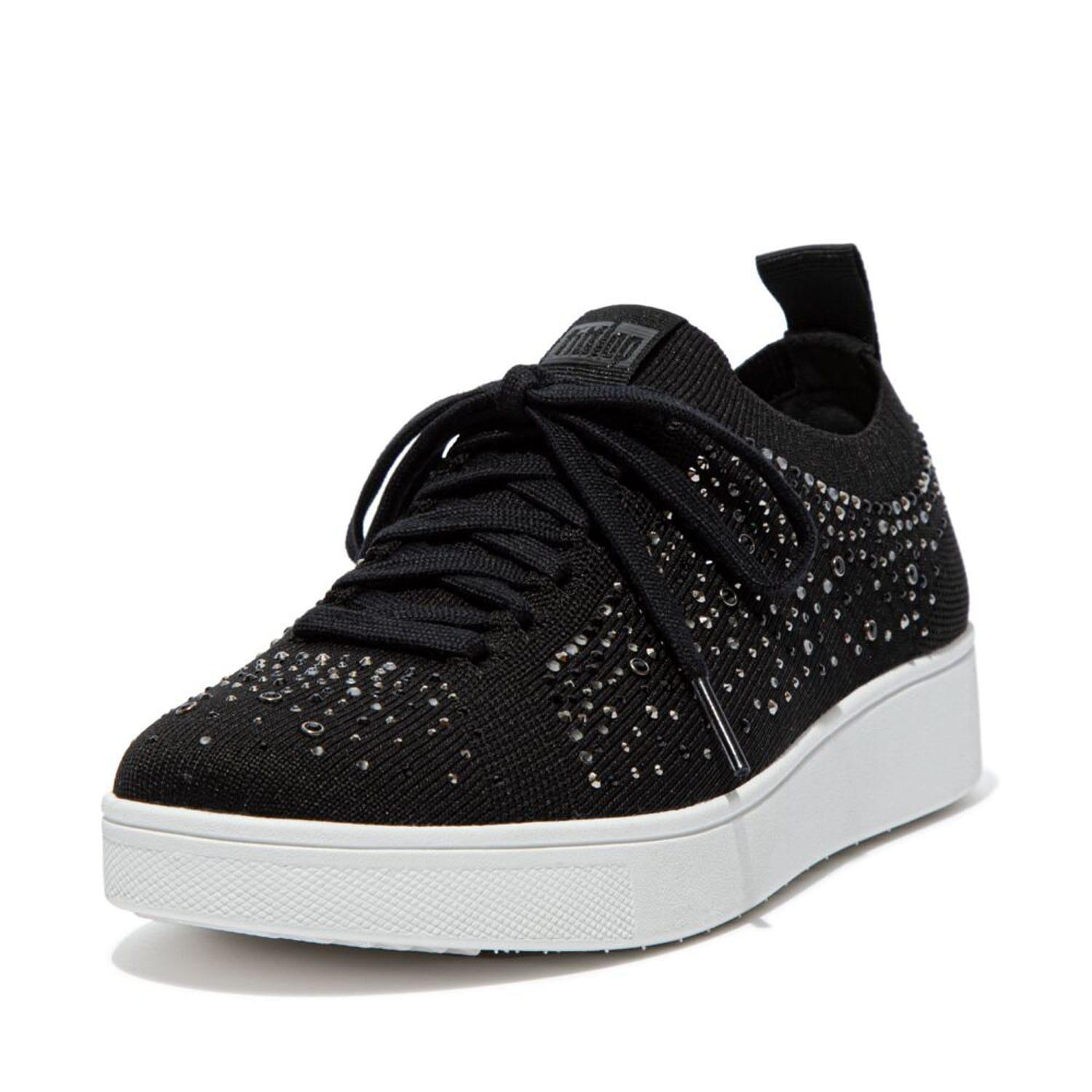 Womens/Ladies Rally Crystal Knitted Trainers (Black) 2/5