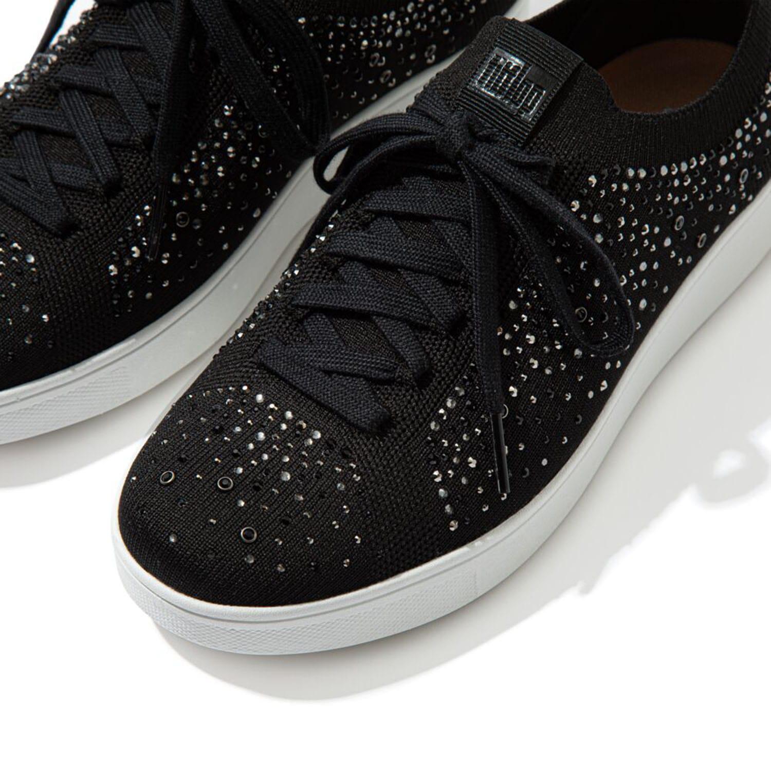 Womens/Ladies Rally Crystal Knitted Trainers (Black) 4/5