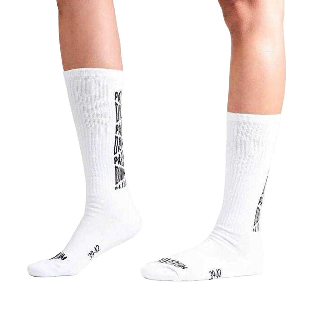 Unisex Adult Mid Cut Jacquard Socks (White)