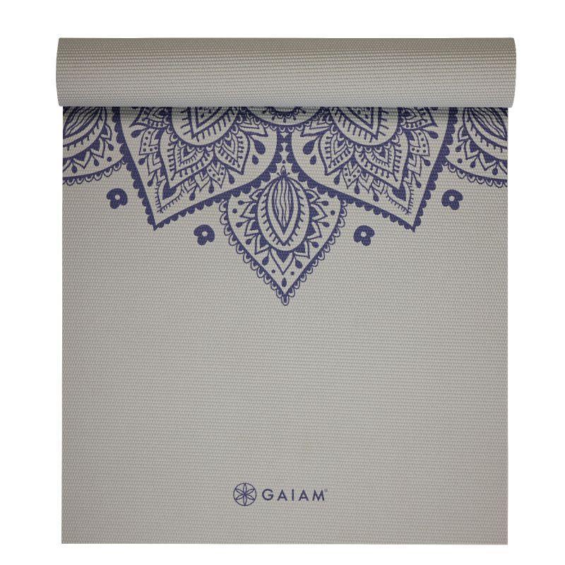 Tapis De Yoga Motif/style Fleur Cadran Solaire SUSTAINED (Bleu Marine / Gris) 3/4