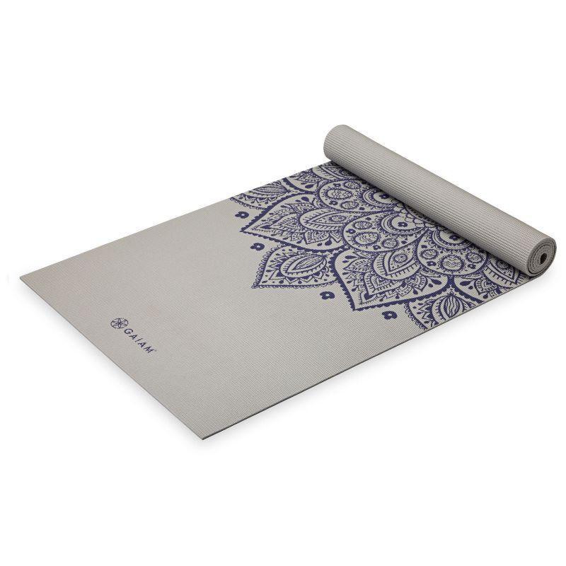 Tapis De Yoga Motif/style Fleur Cadran Solaire SUSTAINED (Bleu Marine / Gris) 2/4