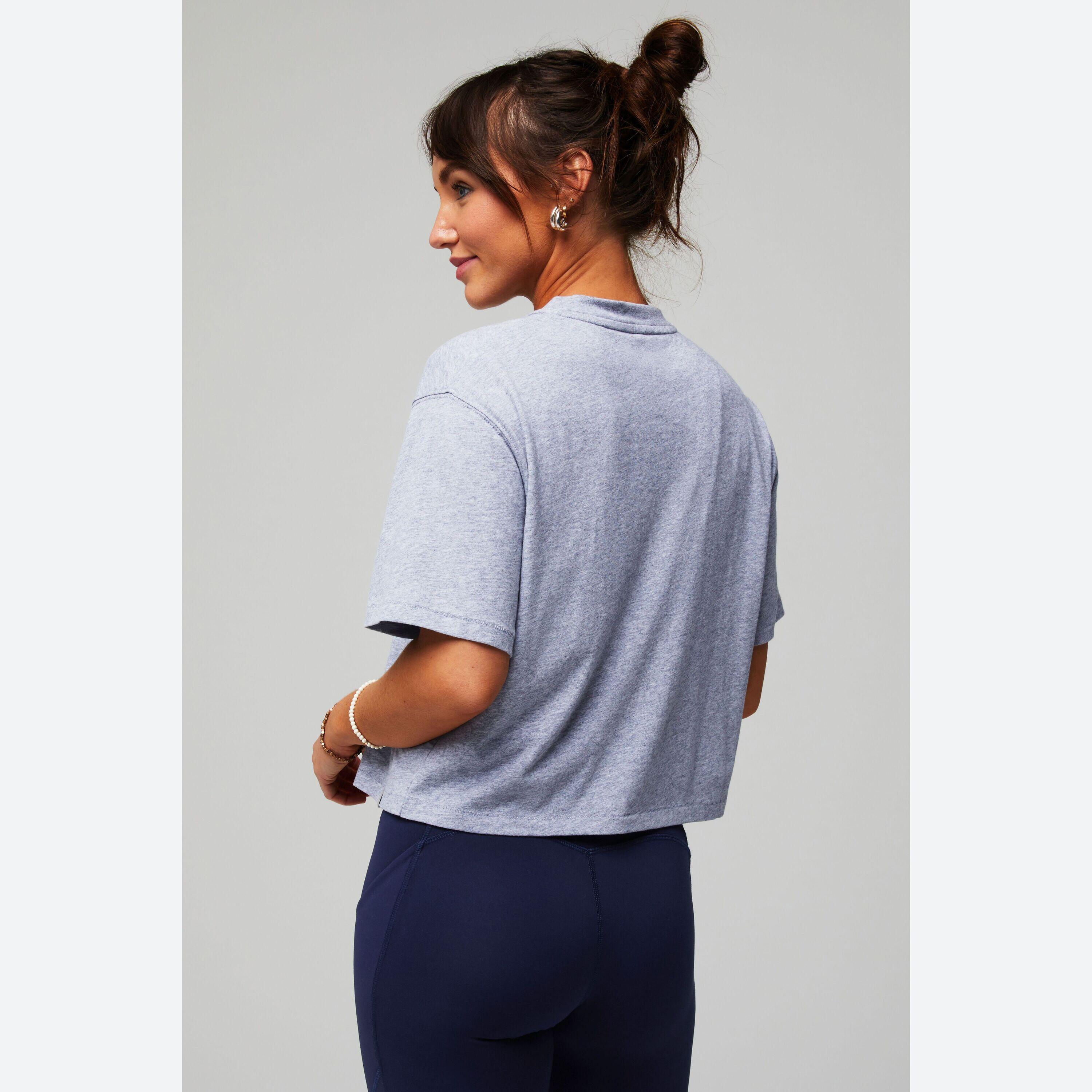 Dames Top Cotton Boxy Tee Met Ronde Halslijn 3/5