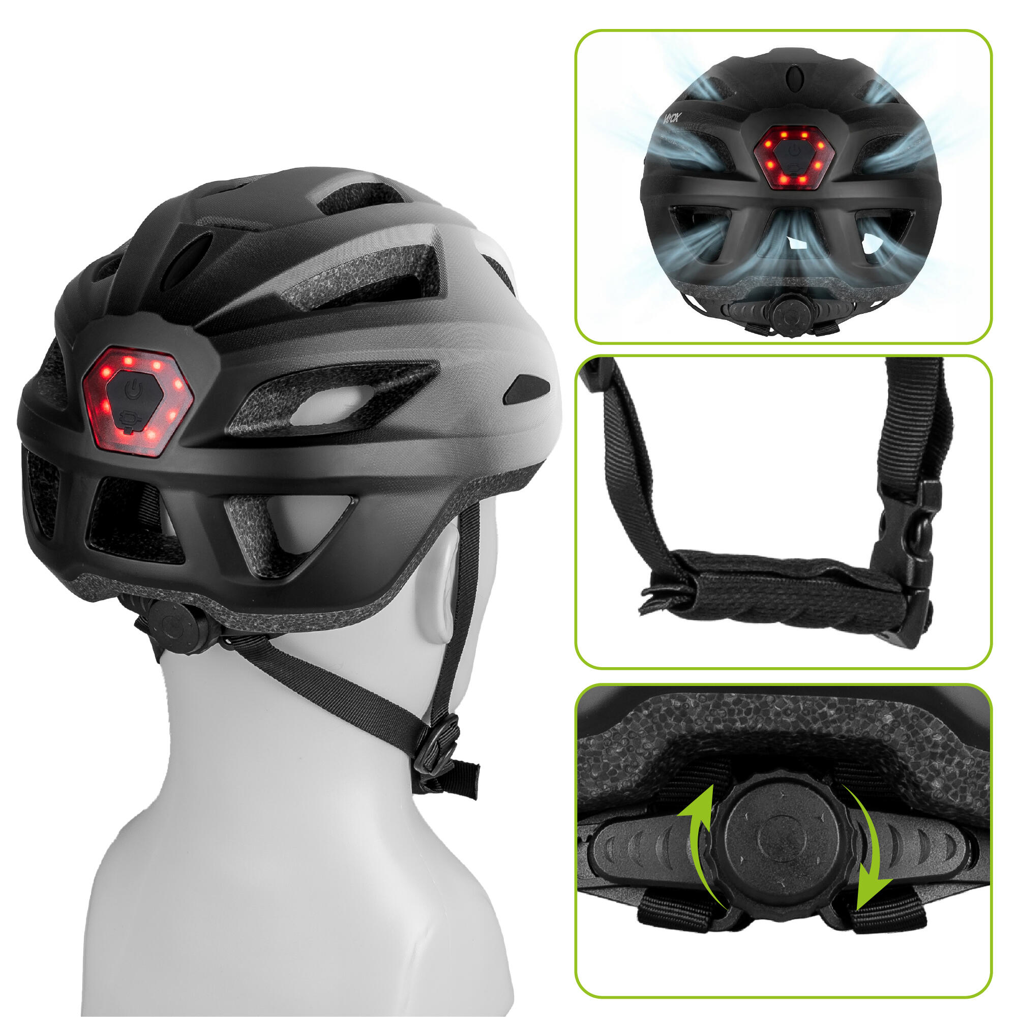 Capacete de ciclismo Vayox Active VA0424 luz LED 3/7