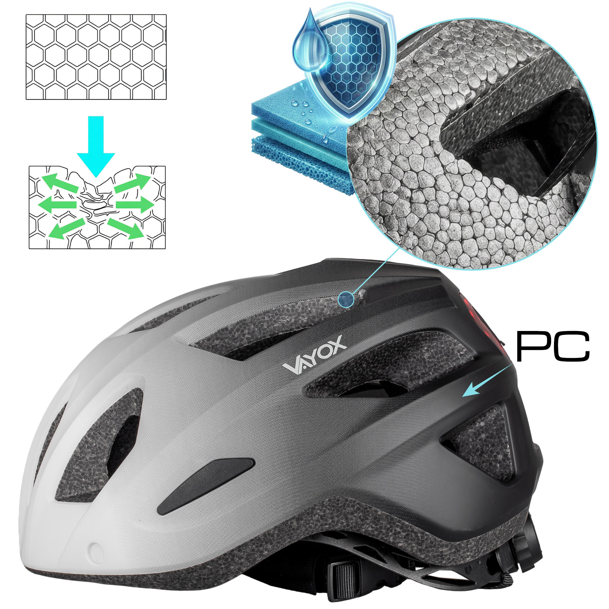 Casco bici Vayox Active VA0424 con visiera e luce LED 6/7