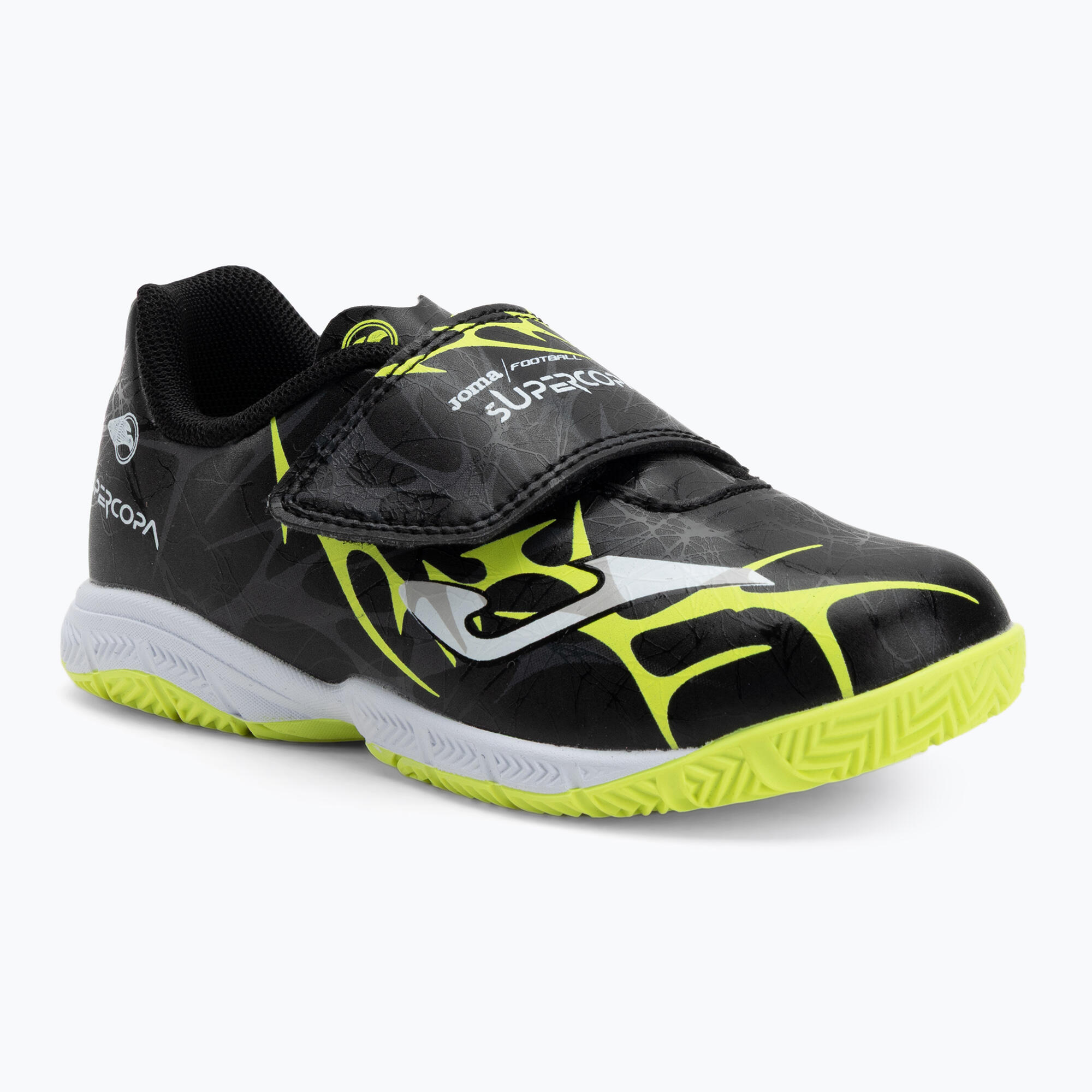 Ghete de fotbal pentru copii Joma Super Copa Jr IN negru/galben fosforescent