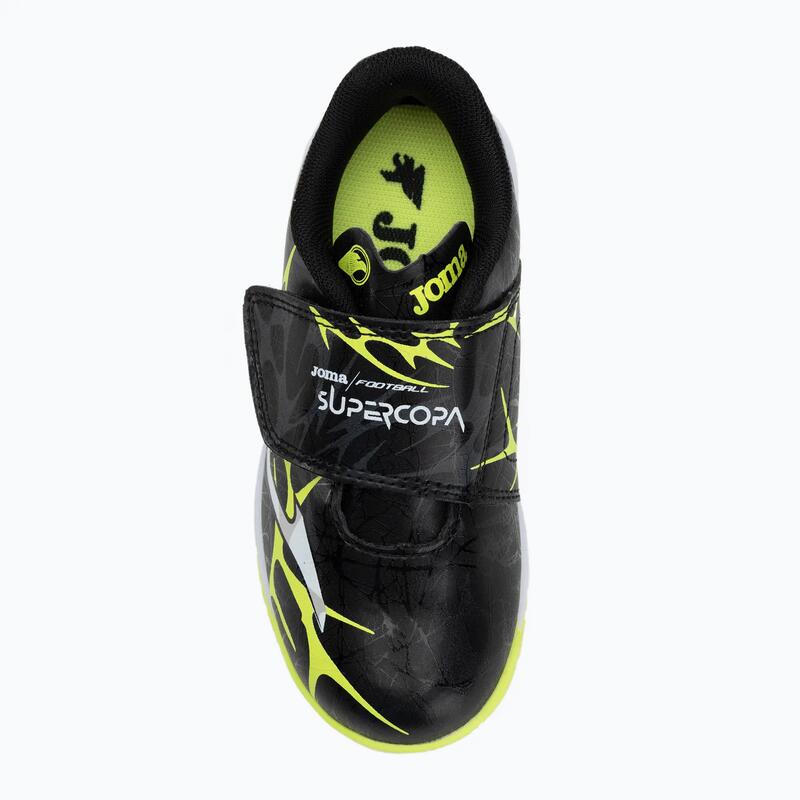 Ghete de fotbal pentru copii Joma Super Copa Jr IN negru/galben fosforescent