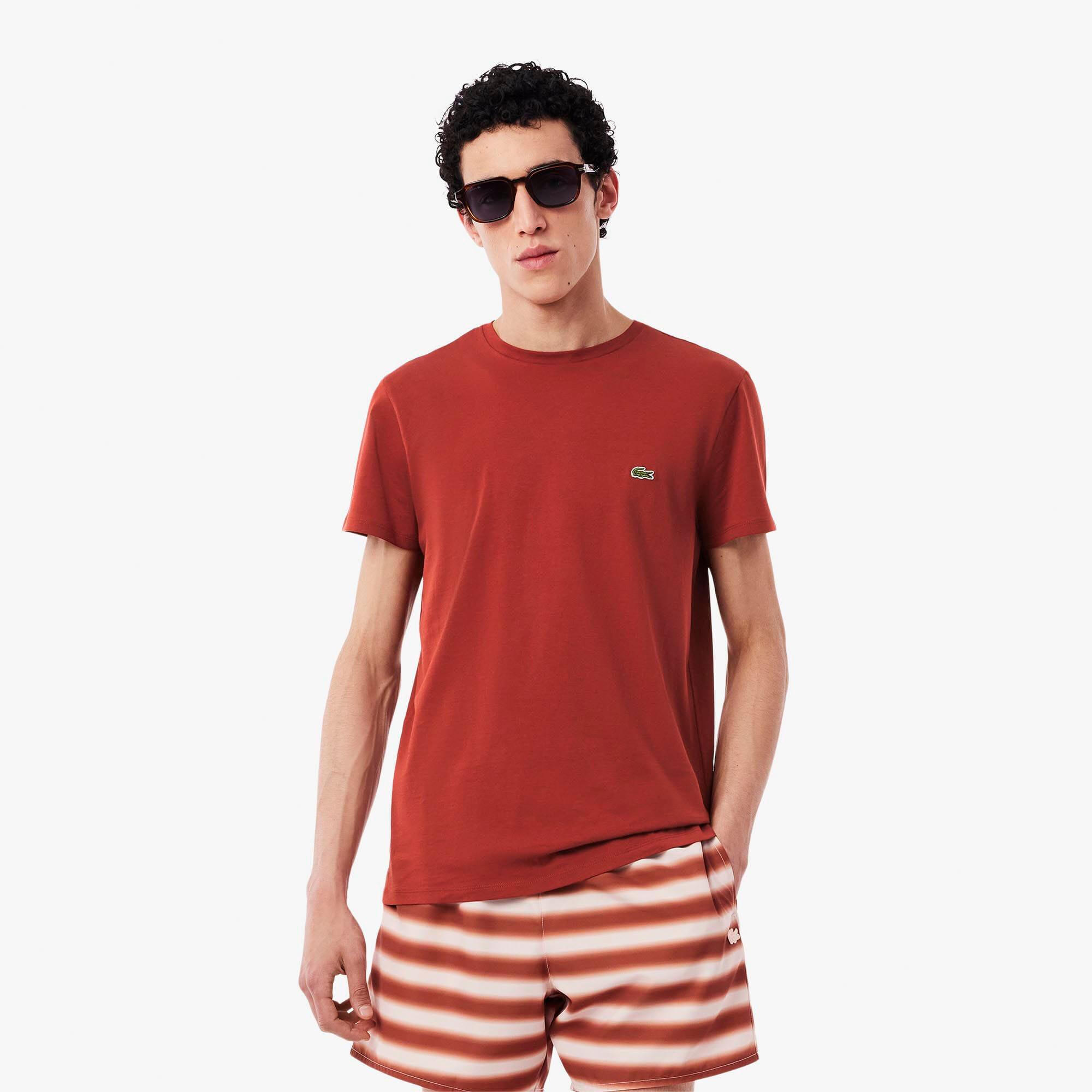 Maglietta Cotone Pima Uomo Lacoste Rosso 3/4