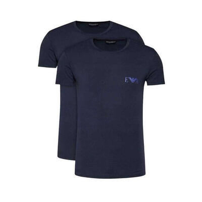 Heren tshirt (set van 2) (marineblauw/wit)