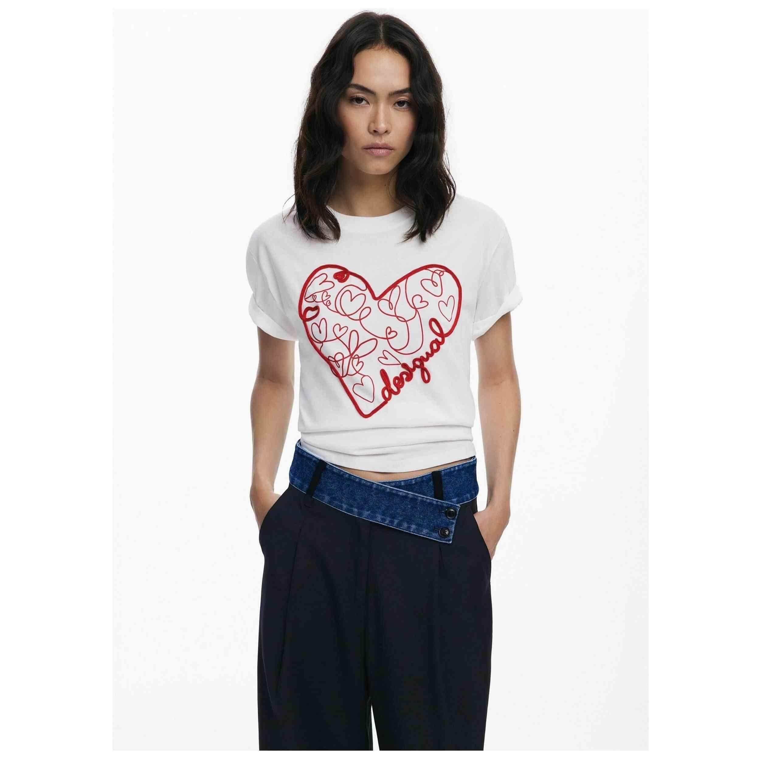 Desigual T-Shirt Modelo Desig0303312 Para Mulheres Branco da Decathlon