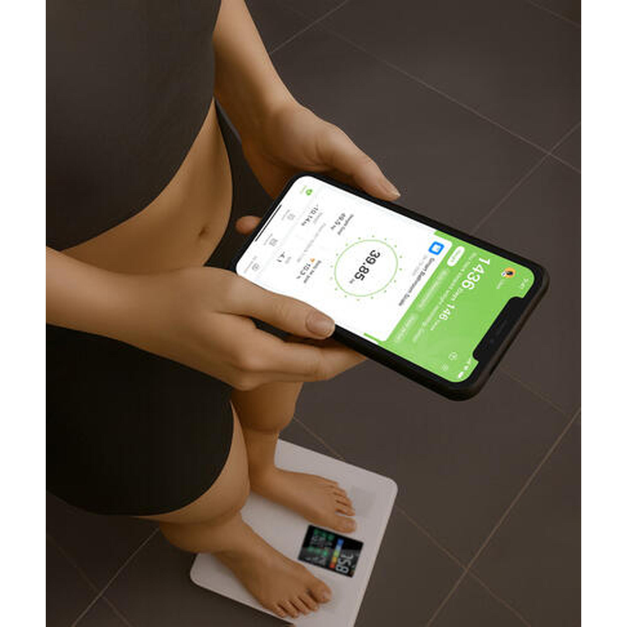 Cantar corporal smart, 8 indicatori, LCD, Feelfit, 226 kg, 30 x 30 x 3 cm, alb