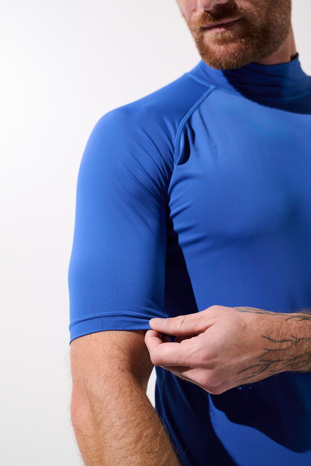 T-shirt de bain anti-UV Homme Manches Courtes Bleu Riviera, Malibu, UPF 50+ 7/7