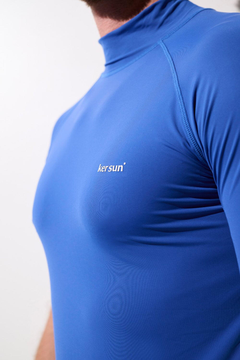 T-shirt de bain anti-UV Homme Manches Courtes Bleu Riviera, Malibu, UPF 50+ 6/7