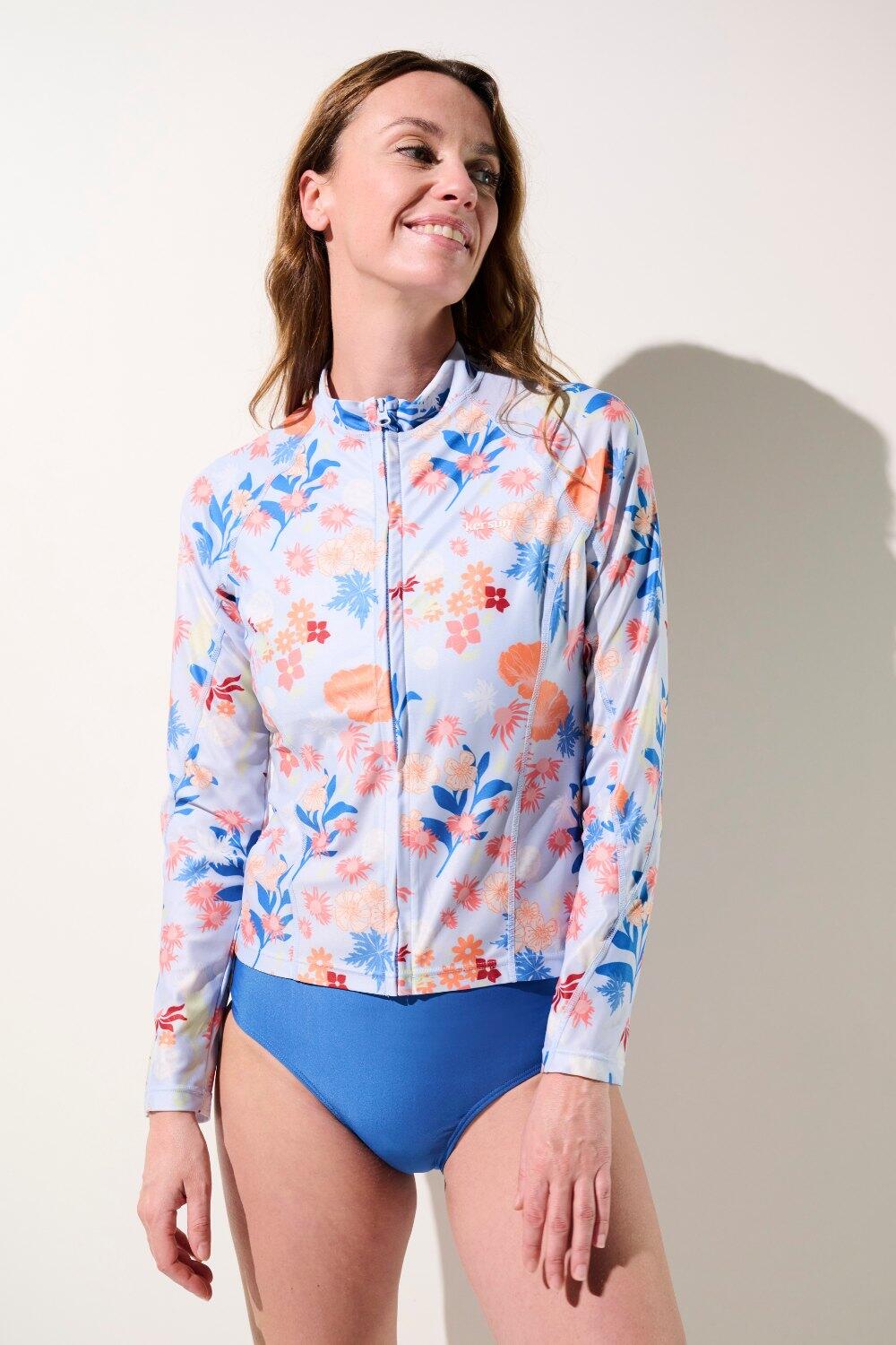 Veste de bain anti-UV Femme Bleu, Moorea, UPF 50+ 2/7