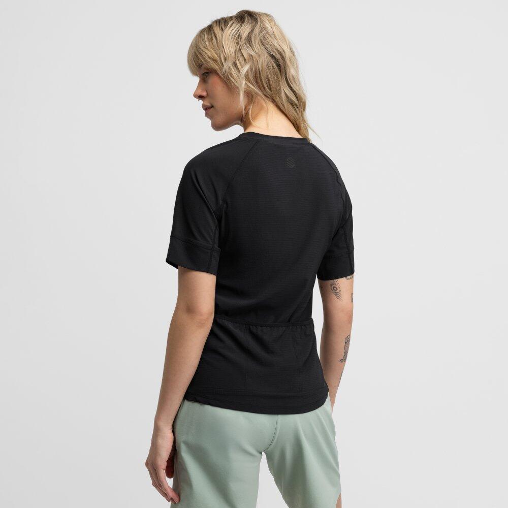 Camiseta técnica manga corta cicloturismo mujer ciclismo Map Black Negro 6/7