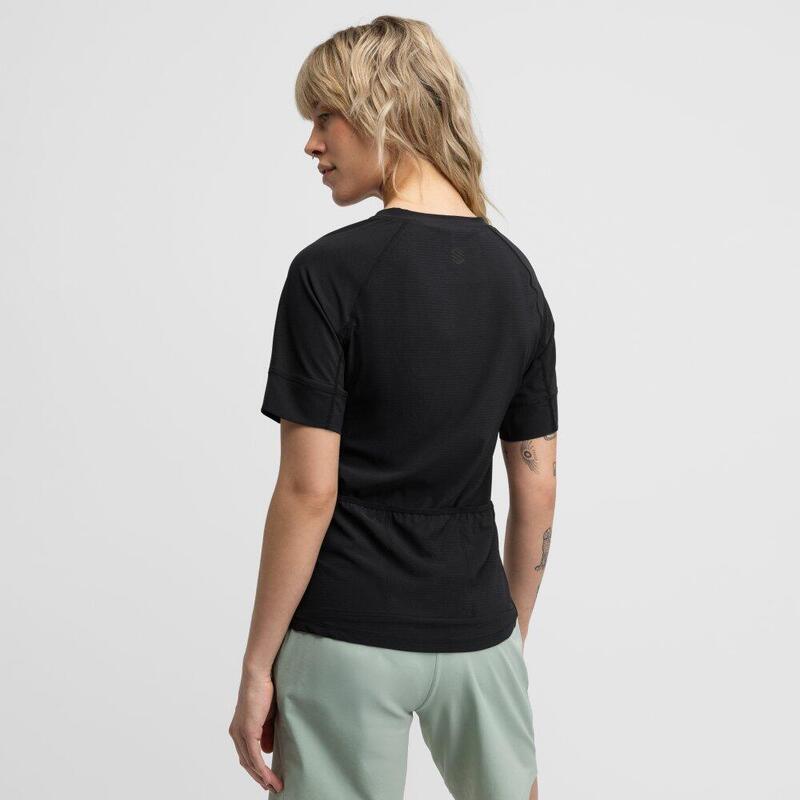 Tricou tehnic de cu mânecă scurtă pentru femei Map Black Negru