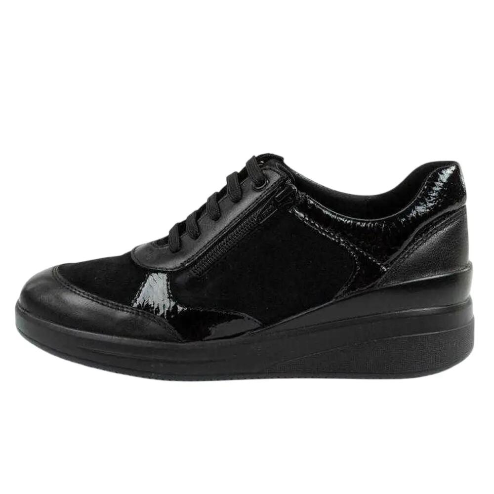 Scarpe Sportive Pelle Con Lacci Donna Scholl Emma Nero 3/5