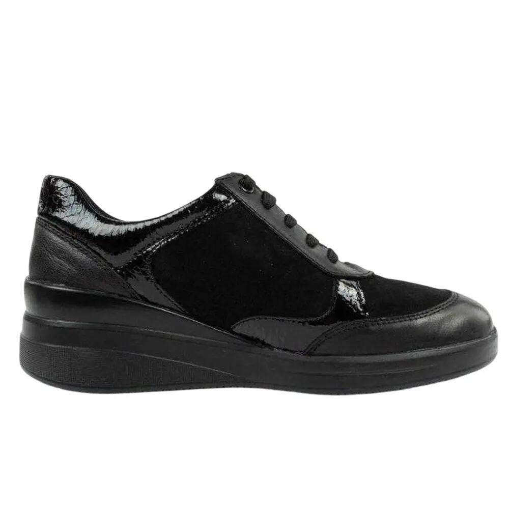 Scarpe Sportive Pelle Con Lacci Donna Scholl Emma Nero 4/5