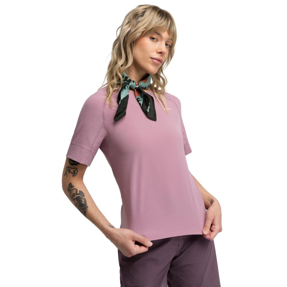 Women Cycling 's technical short sleeve bikepacking jersey Map Purple Purple
