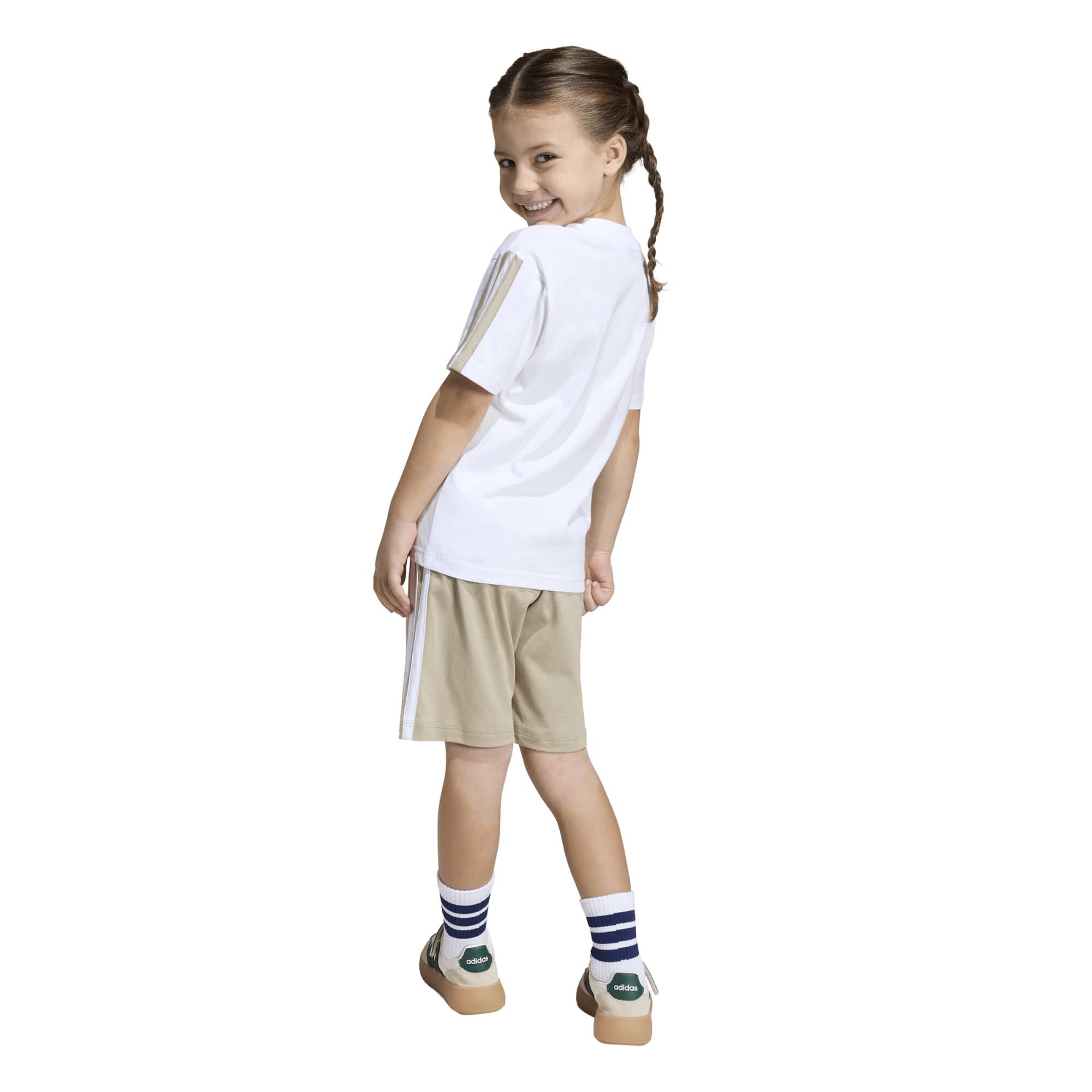 Completo bambina adidas essentials 3 stripes - bianco\beige 5/7
