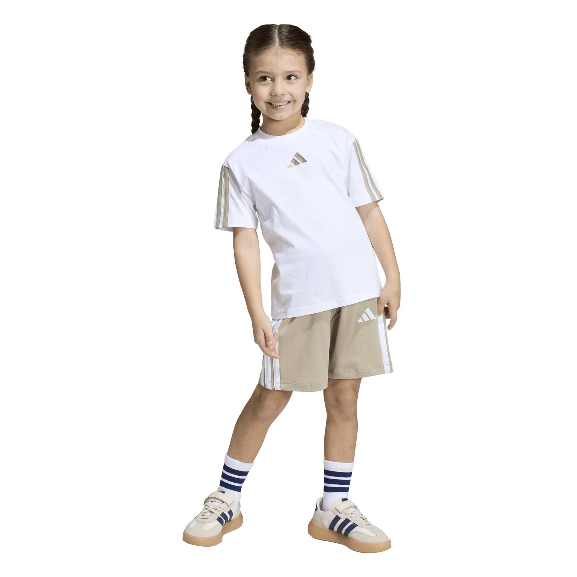 Completo bambina adidas essentials 3 stripes - bianco\beige 4/7