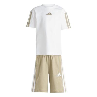 Adidas lk 3s kinder t‑shirt en short set 160 oranje-blauw