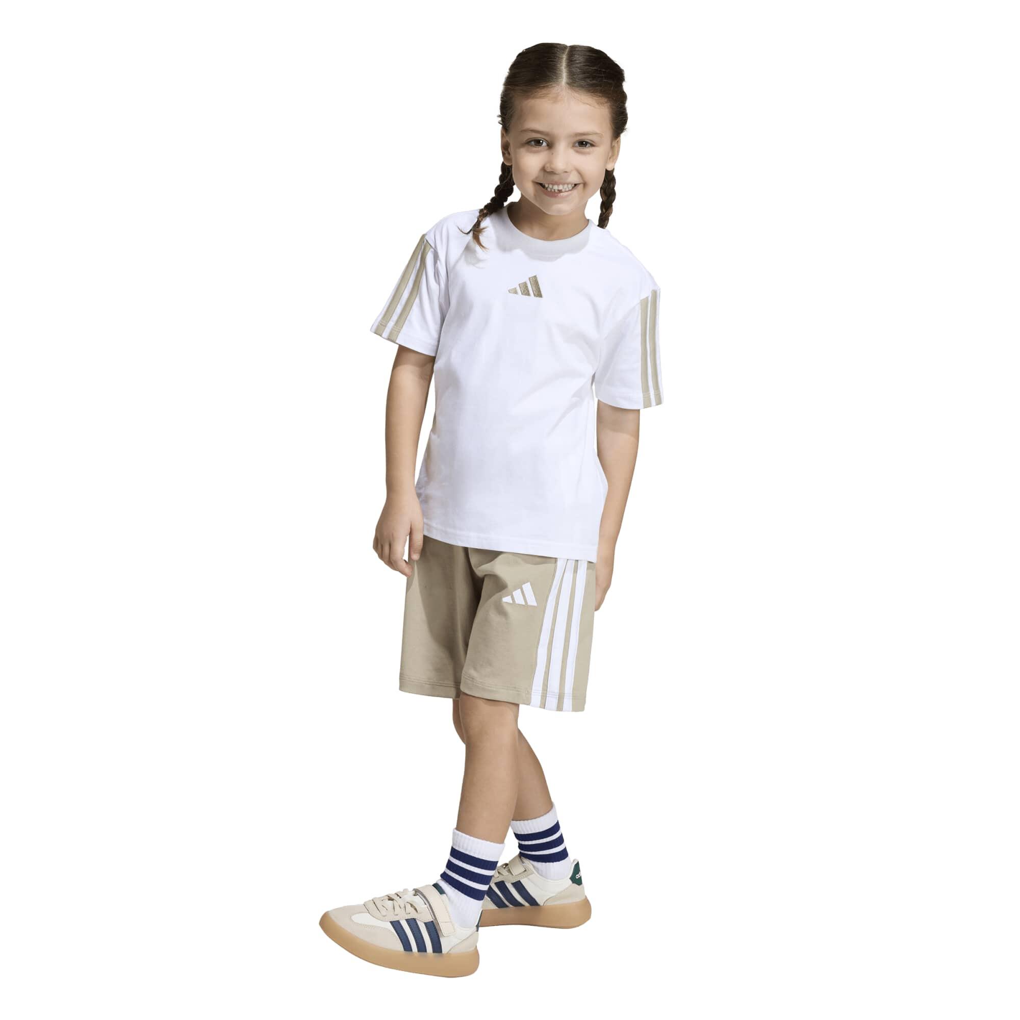 Completo bambina adidas essentials 3 stripes - bianco\beige 6/7