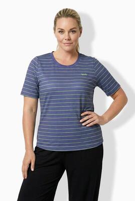 Dames functioneel shirt strepen cut-out ronde hals korte mouwen