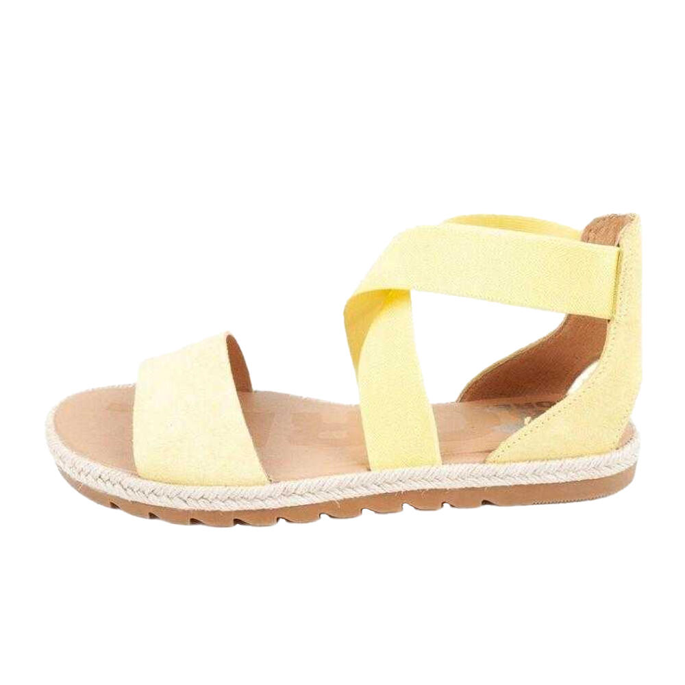 Sandalias de Cuero Full Grain Ella II Diseño Lisos para Mujer Amarillo 3/6