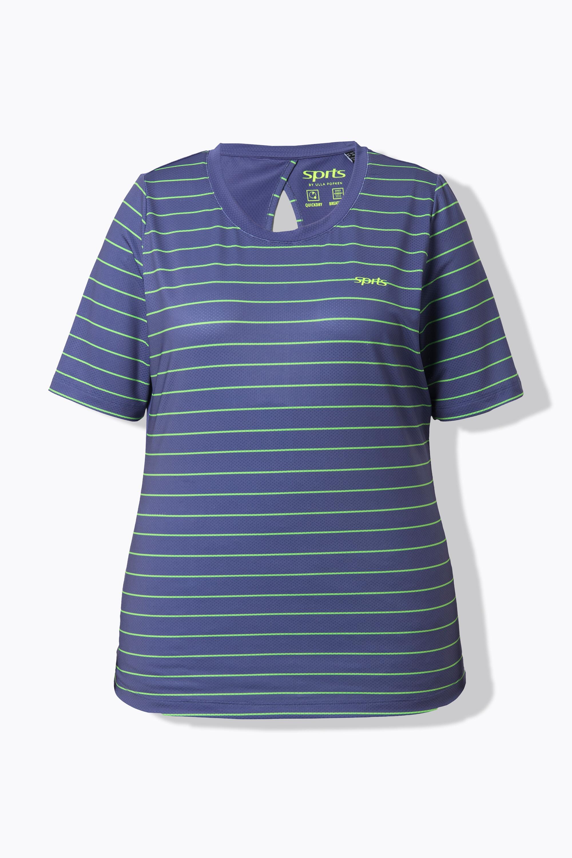 Femme T-shirt technique rayé col rond et manches courtes découpe 6/7