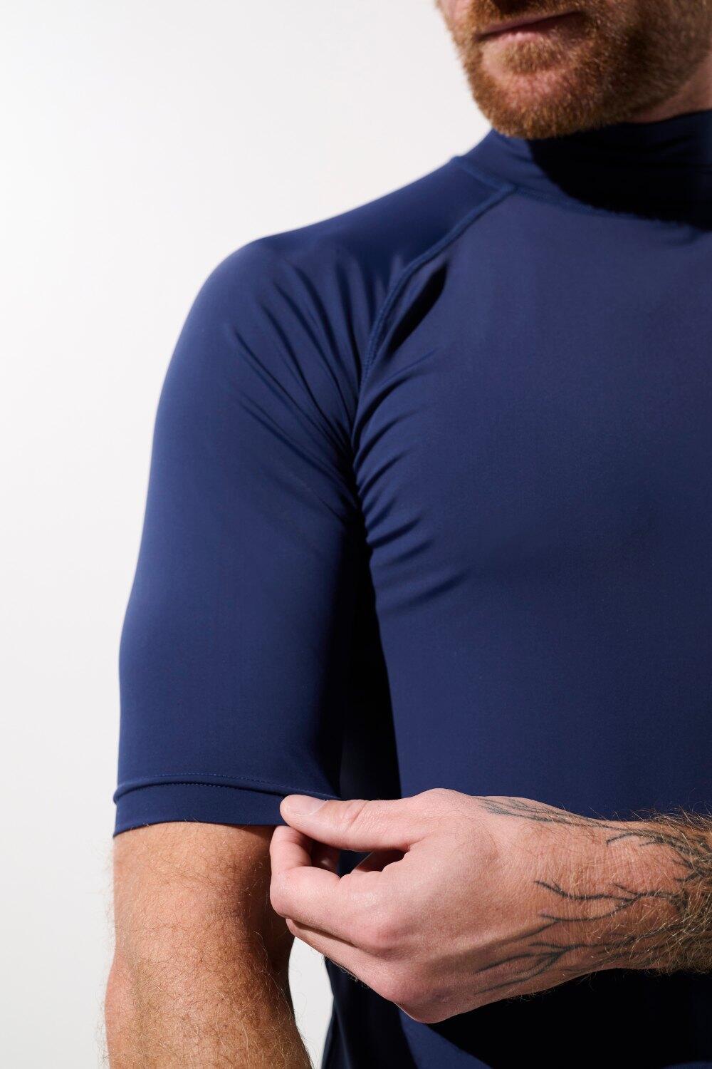 T-shirt de bain anti-UV Homme Bleu Manches Courtes, Malibu, UPF 50+ 4/7