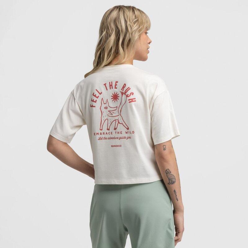 Femei relaxat se potrivesc cu mânecă scurtă bikepacking T-shirt Feel Sand Bej