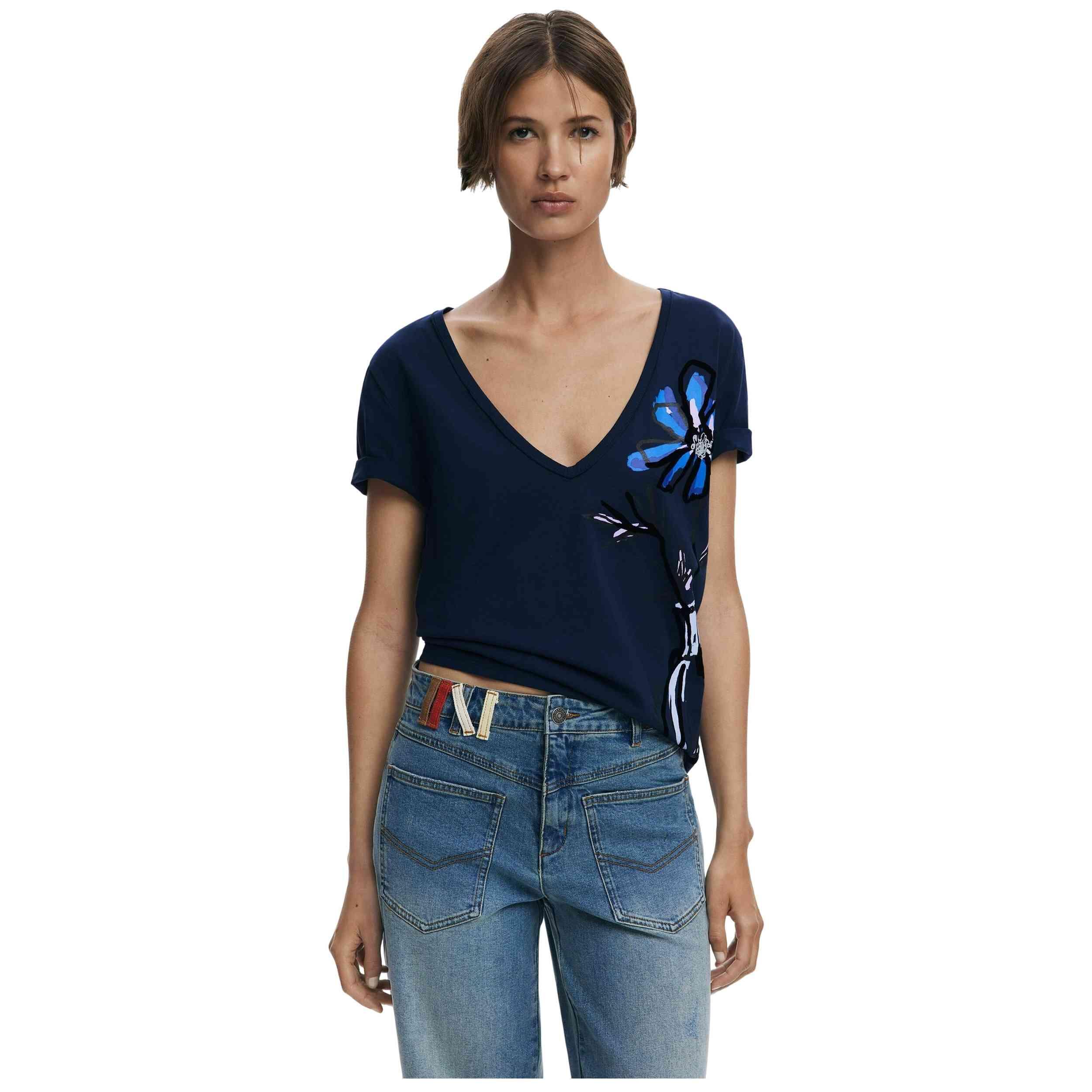 Desigual T-Shirt Modelo Desig0303305 Para Mulheres Azul da Decathlon