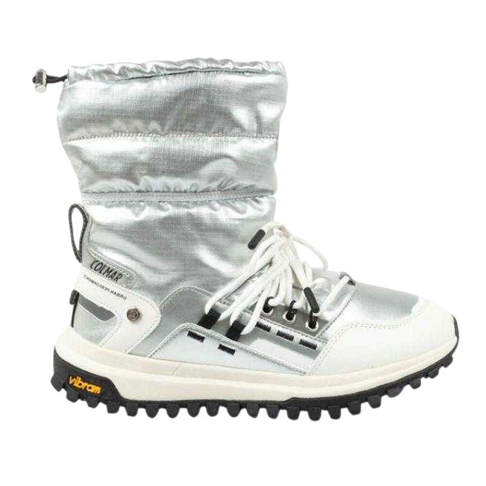 Womens/Ladies Warmer Freeze logical Leather Snow Boots (Silver)