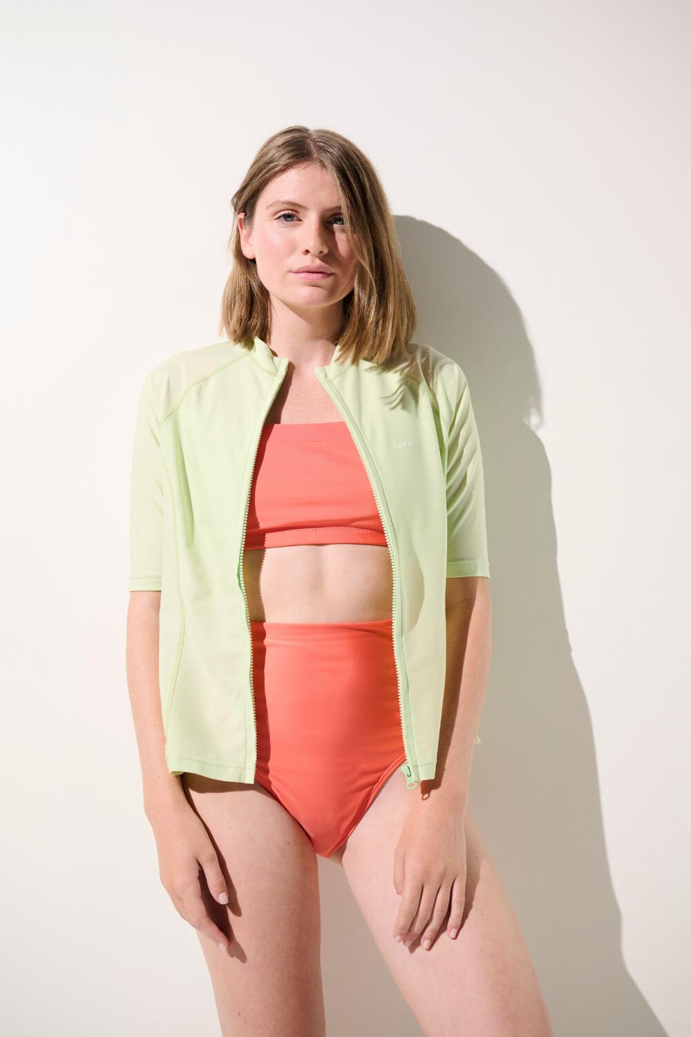 Veste de bain manches courtes anti-UV Femme Vert, Malta, UPF 50+ 2/7