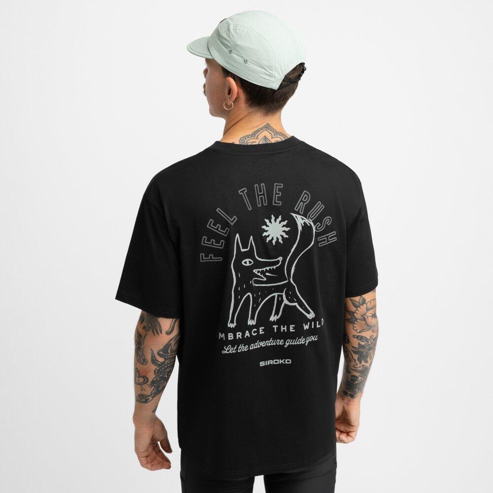 Camiseta holgada manga corta cicloturismo hombre ciclismo Rush Black Negro 6/7