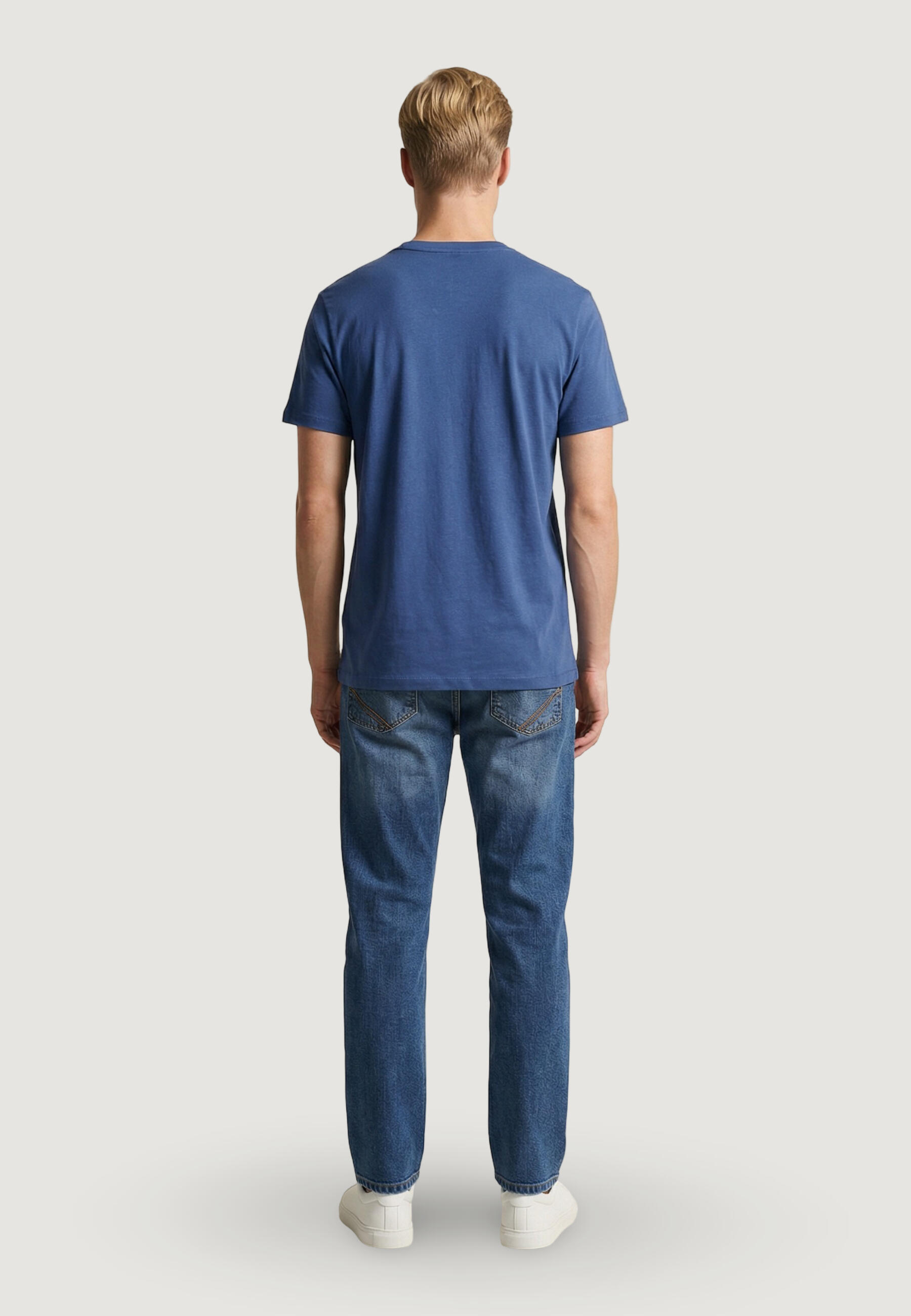 Crop top T-shirt MICK-BASIC HEREN Donkerblauw 4/5