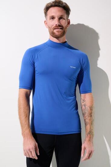 T-shirt de bain anti-UV Homme Manches Courtes Bleu Riviera, Malibu, UPF 50+