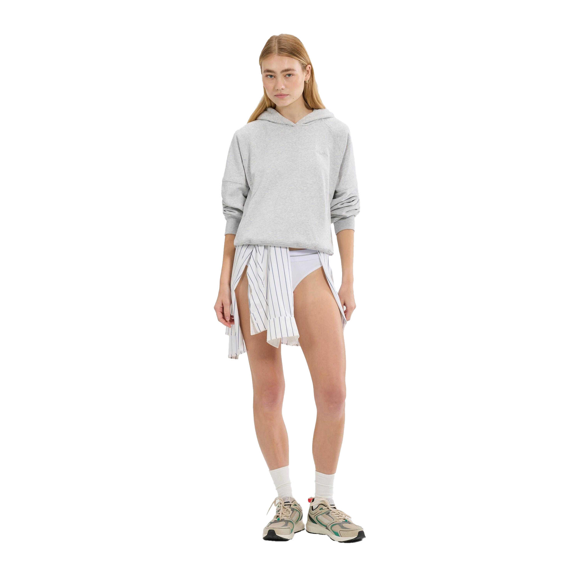 Felpa Con Cappuccio Donna Ellesse Liscia Grigio Chiaro Marna 4/4