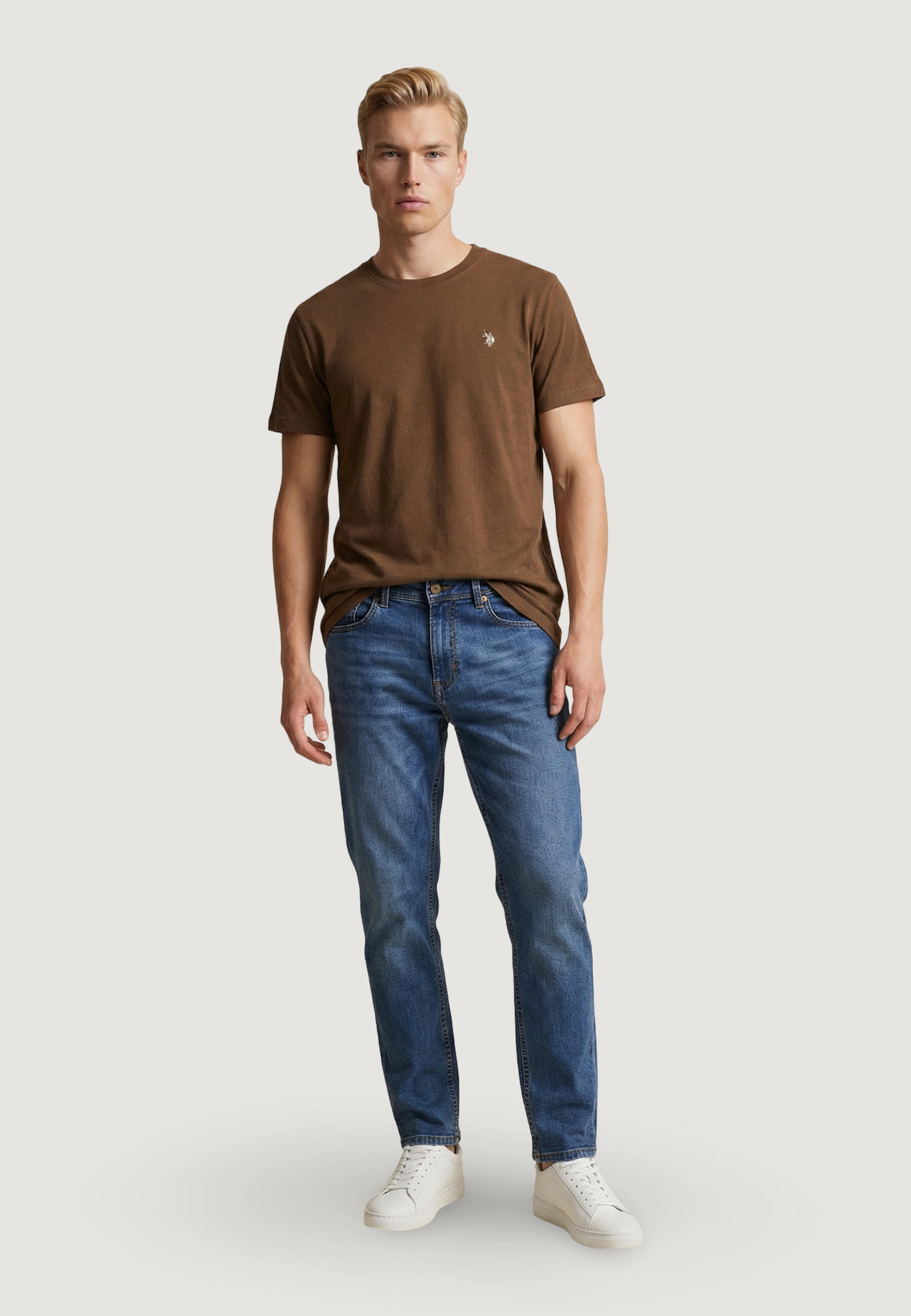 Crop top T-shirt MICK-BASIC HEREN Bruin 3/5