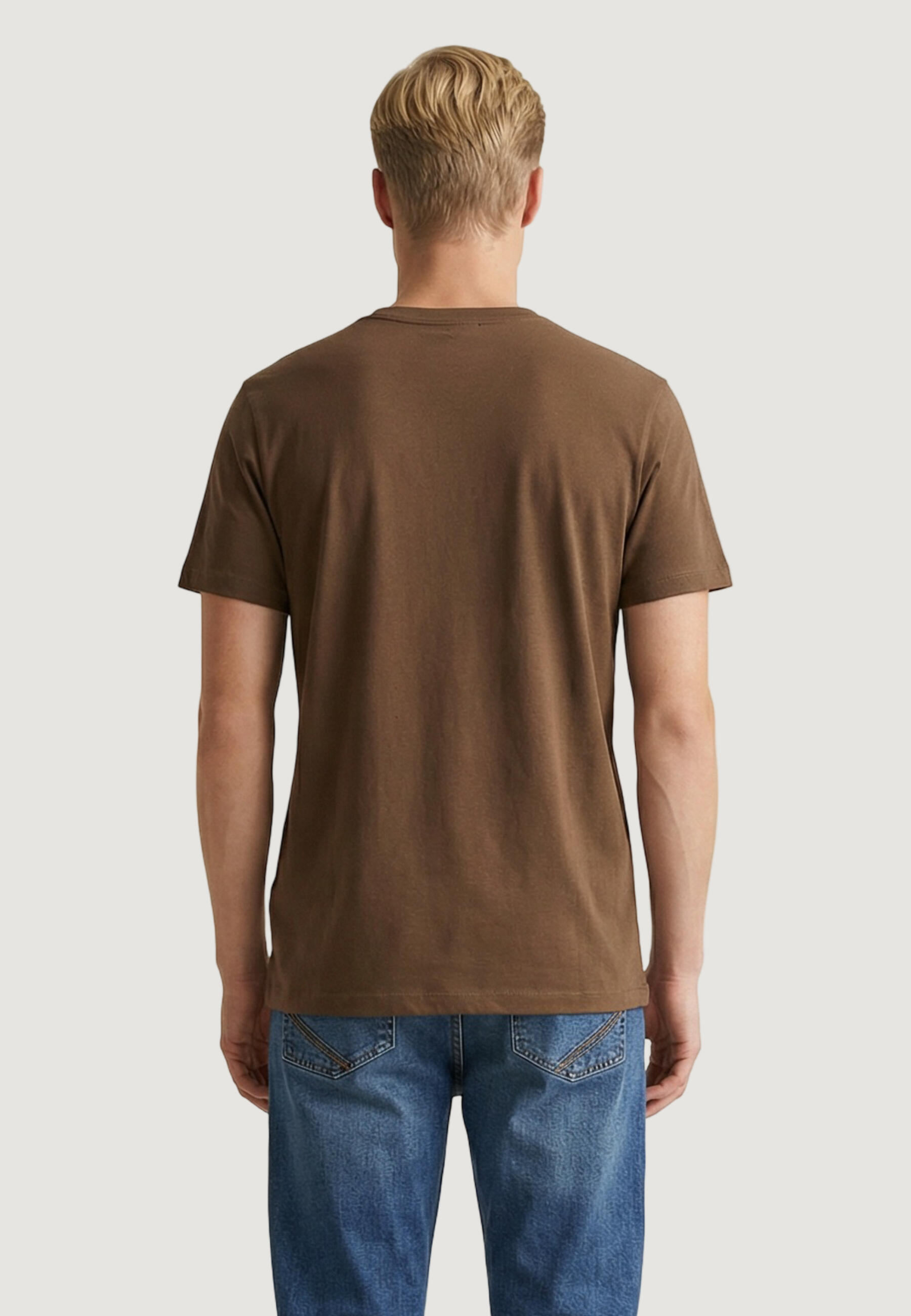 Crop top T-shirt MICK-BASIC HEREN Bruin 2/5