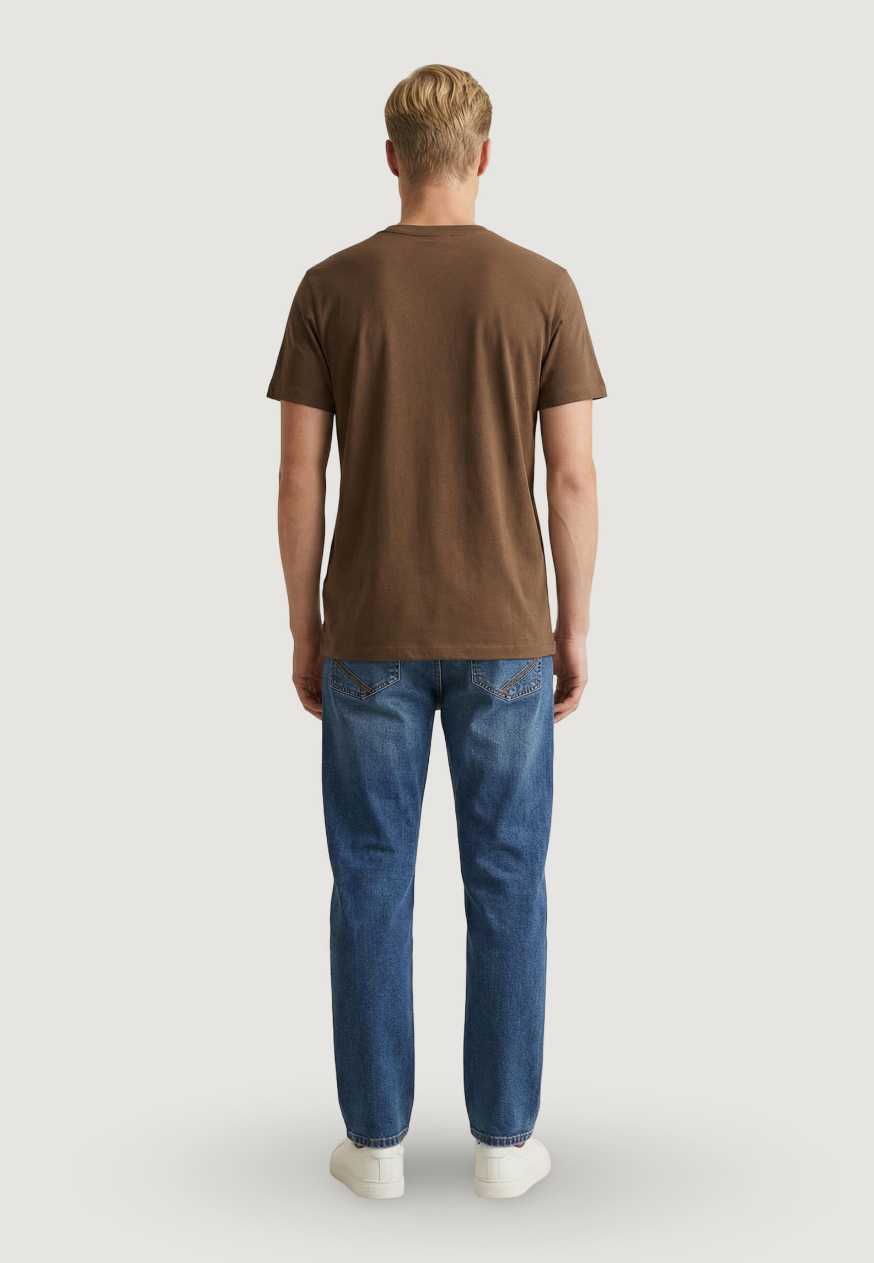 Crop top T-shirt MICK-BASIC HEREN Bruin 4/5