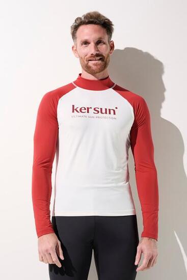 T-shirt de bain anti-UV Homme Blanc/Rouge, Malibu, UPF 50+