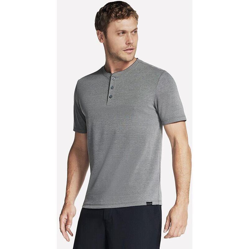 Tricou barbati Skechers Off Duty Short Sleeve Henley, Gri